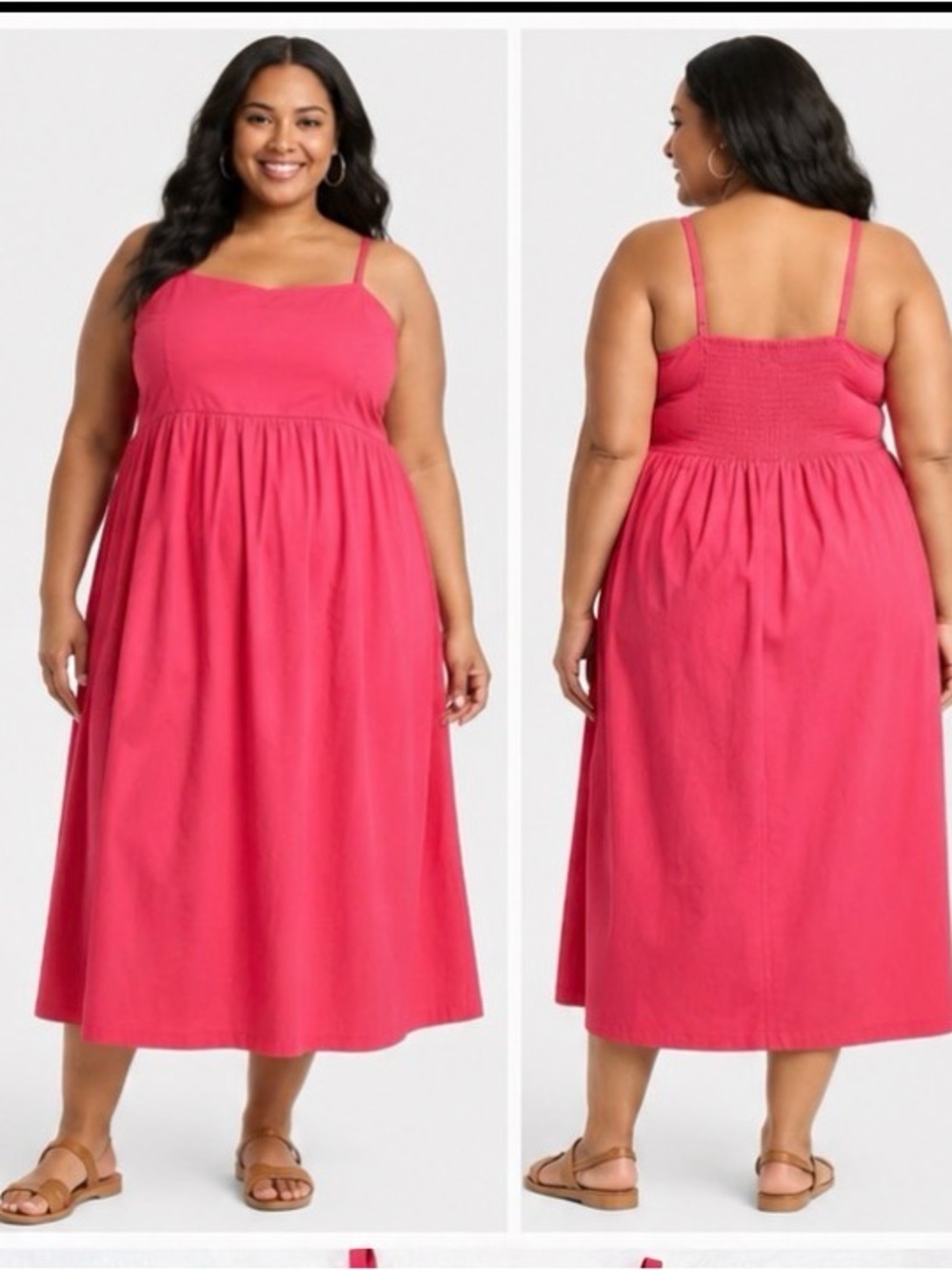 Ava & Viv Bright Pink Spaghetti Strap dress 1X NWT summer flowy lightweight